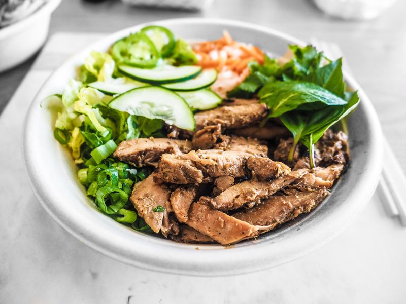 Costa Vida signature burrito bowl with chicken
