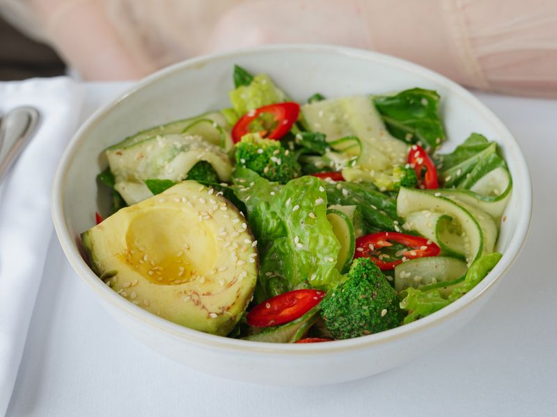 Fresh avocado and mango salad vegan